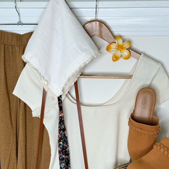 Handmade Cottagecore Natural Cotton Hair Scarf - Picture 4 of 9